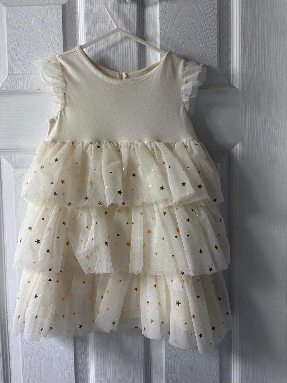 Joe Fresh Ivory Tiered Tulle Dress with Gold Stars